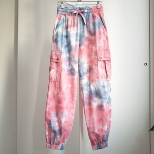 *Sold* Women Cotton Candy Cargo Pockets Summer Jogger Pants Size 26 Pink NWOT